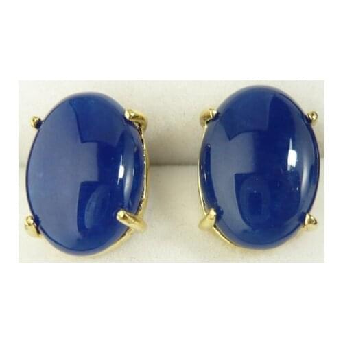 3 colors! 13*18mm womens fine jewelry sky blue/pink/ dark blue Natural jade stud Earring