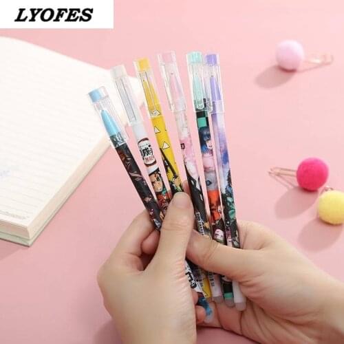 6 Pcs Anime Demon Slayer Kimetsu No Yaiba Kamado Tanjirou Cute Blue ink Neutral Erasable Pen Kawaii Gel Pen kids stationery gift