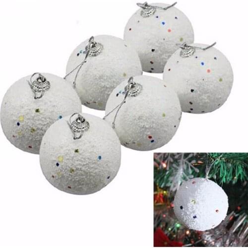 6Pcs Christmas Snowball Balls Party Ornaments Xmas Tree Hanging Decoration New