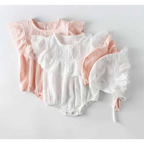 Summer girls romper cute cotton ruffles lace newborn baby jumpsuit toddler girls costumes infant kids overalls children onesies