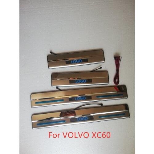 For Volvo XC60 2008-2017 LED Automobile Stainless Steel Mirror Scuff Plate Door Sill Strip Welcome Pedal Car Styling Stickers