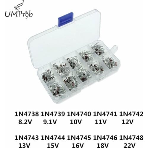10Values x20 200pcs Zener Diode Assortment Electronic kit 1N4738~1N4748 With storage Box