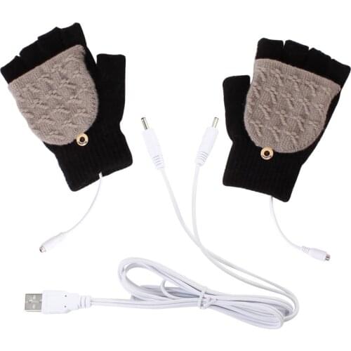 Brand New Unisex USB Heated Gloves Winter Full/Half Fingers Warmer Laptop Gloves Mitten Dropshipping
