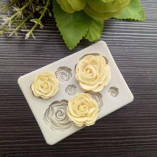 LY1-1491 Cake fondant mold Not the same size roses flowers Chocolate soft candy art