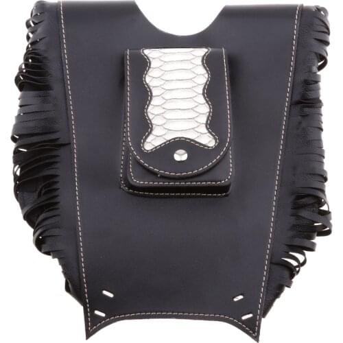 PU LEATHER MOTORCYCLE BIKE TANK Cover Pad Strap Chap Panel Bra Bib - Black