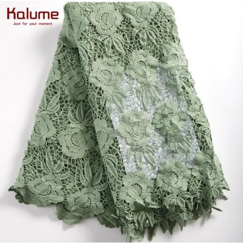 Kalume Latest African Lace Fabric 5 Yards Guipure Cord Lace Fabric Stone Nigerian Water Soluble Cord Lace Fabric For Dress F2285