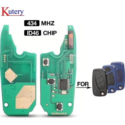 Kutery 2/3 Buttons 433Mhz ID46 PCF7946 Chip Remote Car Key Circuit Board FOB For FIAT 500 Panda Punto Bravo Replacement