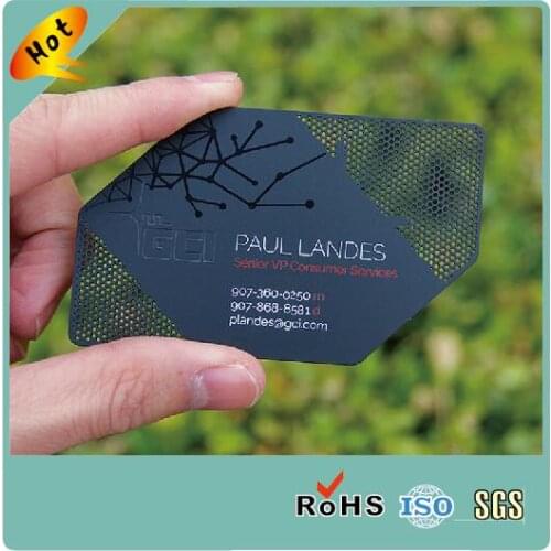 Laser out black metal business cards (thickness 0.3mm/0.5mm/0.8mm etc)
