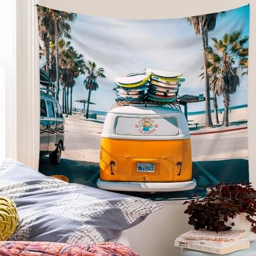 Summer Surfboard Ocean Tapestry Wall Palm Tree Beach Landscape Bohemian Hanging Cloth Wall Decor Bedroom Hippie Tapiz Aesthetic