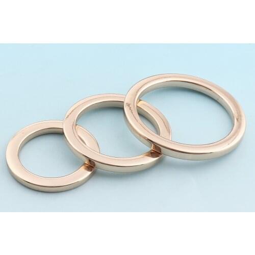 Metal O Rings 6pcs 25mm/32mm/38mm/50mm Light Gold O Buckles Flat O Rings Belt Strap Buckle Bag notions Strong O rings