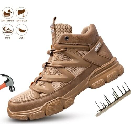 Fashion Men Safety Work Shoes Steel Toe Cap Puncture-Proof Anti-smash Indestructible Lightweight Comfortable Protect Sneakers
