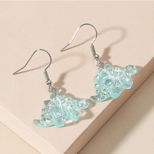 Cartoon Resin Dinosaur Earrings 2021 Creative Cute Funny Acrylic Earrings for Women Girl Handmade DIY Jewelry Animal