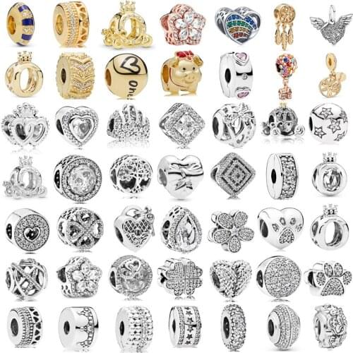 New Fashion Charm Beaded Angel Love Pumpkin Carriage Fits Original Pandora Ladies Bracelet Jewelry Gift