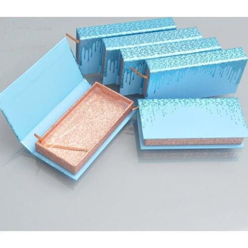 Wholesale 50/100/pack false eyelash packaging box lash boxes custom logo faux cils 25mm mink eyelashes Quicksand Blue case