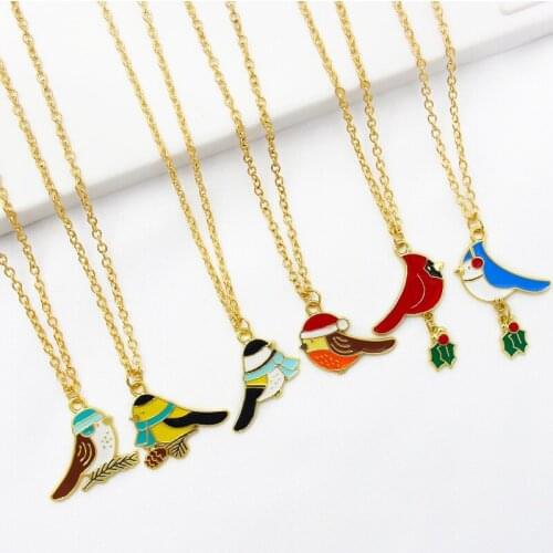 Birds Animal Necklace Woodpecker Sparrow Swallow Birds Alloy Necklaces Pendants Clavicle Chain Necklace For Women Jewelry