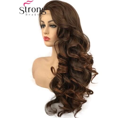 StrongBeauty Lace Front Wigs For Women Brown Mix Glueless Long Wavy Synthetic Heat Resistant Hair Wig COLOUR CHOICES