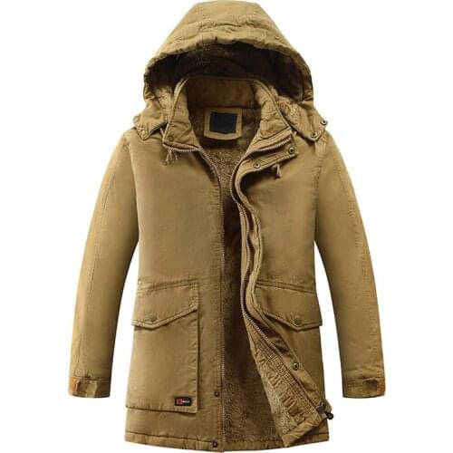 Thick Warm Fleece Parkas Mens Hooded Jacket and Coats Russian Winter Military Style Trench Coat Velvet Windbreaker Male Casaco