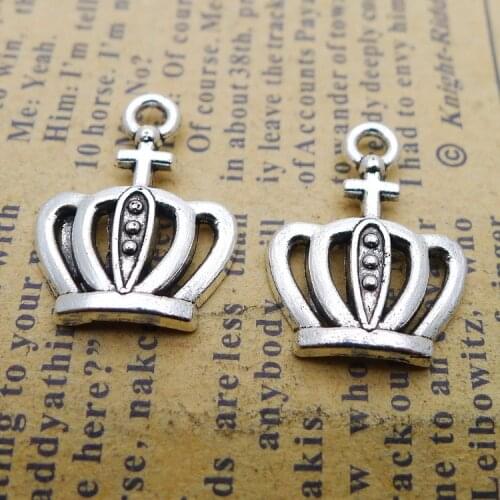 20 Pieces 20*15 mm Antique Silver Color Crown Charms Keychain Bracelet For DIY Jewelry Making