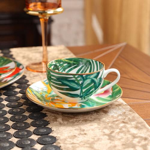 Luxury Porcelain Coffee Cup With Saucer In Orange Box Rainforest Mug Drink Tea Milk Water Nordic Drinkware Gift For Her Boss Mom