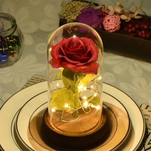Step Glass Cover Rose Lover Boxing Things Small Night-light Simulation Eternal Life Flower Gift