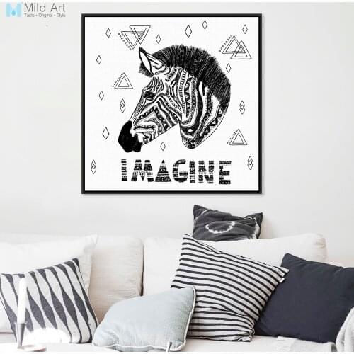 Modern Nordic Minimalist Black White Imagine Zebra Head Animal Art Prints Poster Wall Picture Canvas Painting Bedroom Home Decor