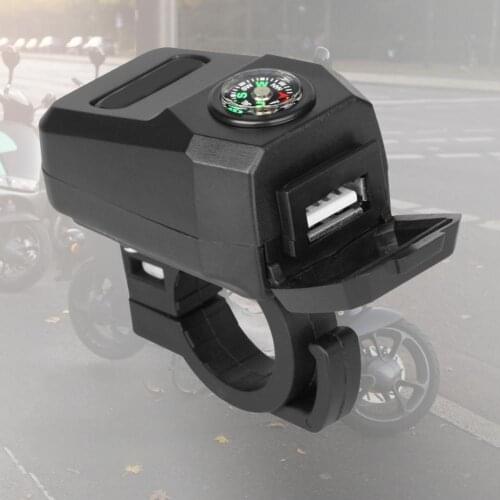 22mm Motorcycle Handlebar Mount Waterproof USB Charger 36-108V 5V/3.1A with Compass for Mobile Phones Scooter E-bike ATV GPS
