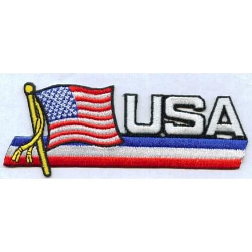 Embroidered USA Flag Embroidery Patch Made by Twill 3" Heat Cut Border and Iron On Backing Welcome Custom MOQ50pcs Free Shipping