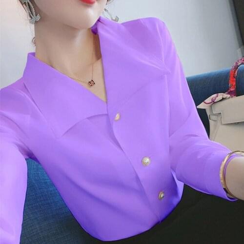 Women Blouse Autumn Winter Long-Sleeved Chiffon Shirt for Women Polo Collar Top Women Blusas Ropa De Mujer