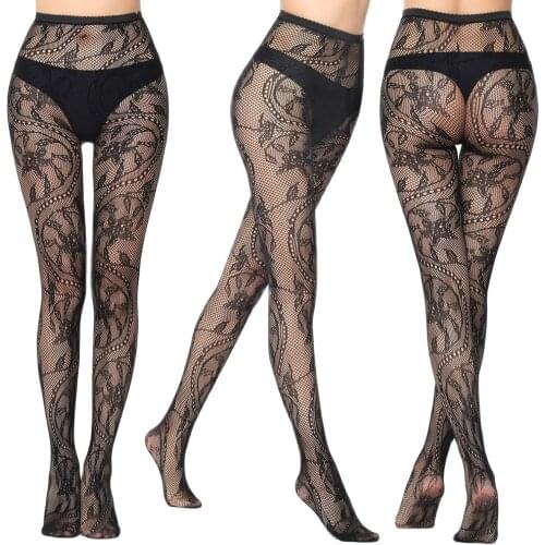New Womens Sexy Fishnet Tights Jacquard Weave Seamless Pantyhose Yarns Garter Grid Fish Net Stockings Hose Sexy Lingerie Collant