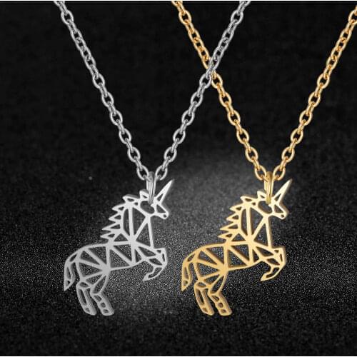 Vni and Mia 100% Stainless Steel Peacock Feather Pendant Necklace For Women Wholesale Fashion Unicorn Jewelry Dropshipping