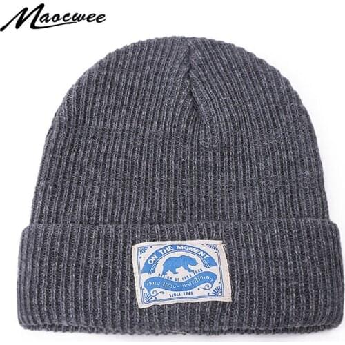 Winter Knitted Skullies Beanies Winter Cloth Paste Hat Soft Hip Hop Hat For Men Women Casual Beanies Bonnet Unisex Solid Cap