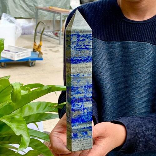 1.97lb Natural Rock Lapis Lazuli Quartz Crystal Point Healing Wand 1PC