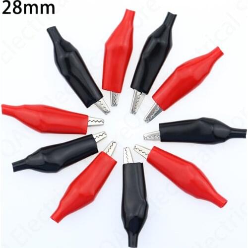 20pcs28MM Metal Alligator Clip G98 Crocodile Electrical Clamp Testing Probe Meter Black Red with Plastic Boot Car Auto Battery