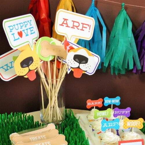 20pcs Pet Theme Birthday Party Decorations For Kids DIY Puppy Dogs Photobooth Props Party Supplies