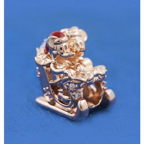 2019 New Winter Christmas Charm 925 Sterling Silver Mouse Animal Charms Rose Beads Fit Bracelet DIY Women Christmas Gift Jewelry