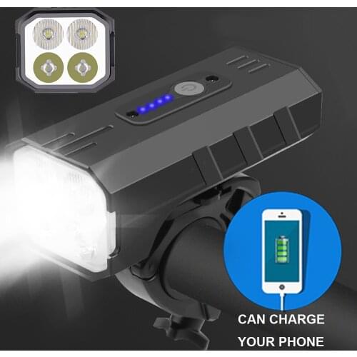 5200mAh Bicycle Light 2400 Lumens Power Bank Cycling Flashlight TYPE-C USB Rechargeable MTB Road Bike Headlight Bike Accessories