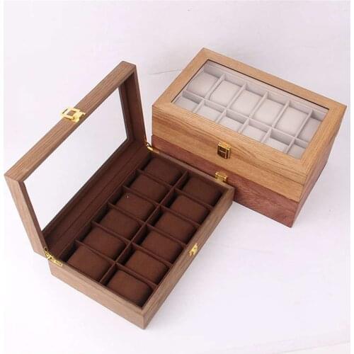 6/10/12 Grids Retro Red Wooden Watch Display Case Durable Packaging Holder Jewelry Collection Storage Watch Organizer Box Casket