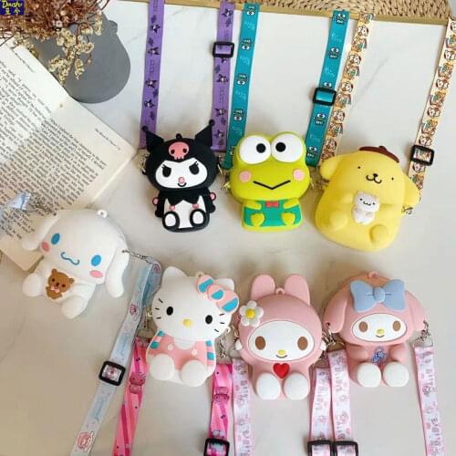 Anime cartoon Melody Cinnamoroll Dog Silicone bag Messenger bag Childrens coin purse Cute Mini Bag for Kids Gift
