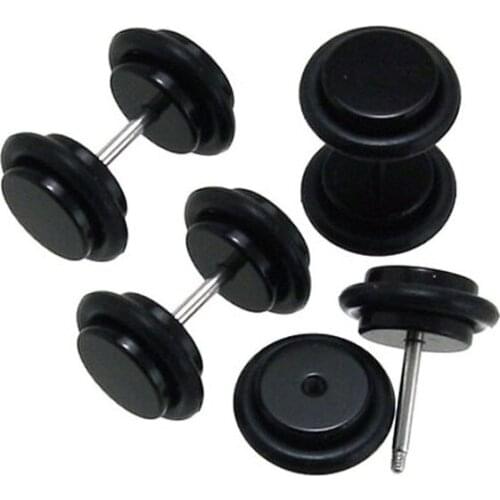 Jet Black Acrylic Fake Plug Earring Cheater Ear Tunnel Stud Jewelry 16g Lot of 100pcs