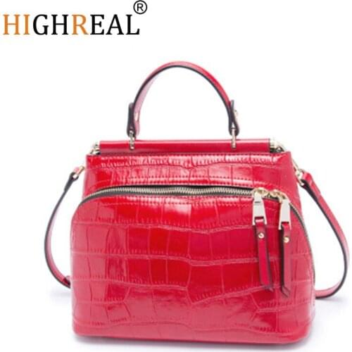 HIGHREAL Crocodile Pattern Leather Womens Handbags Luxury Designer Messenger Bags For Female Shell Type Ladies Hand Bags Bolsa