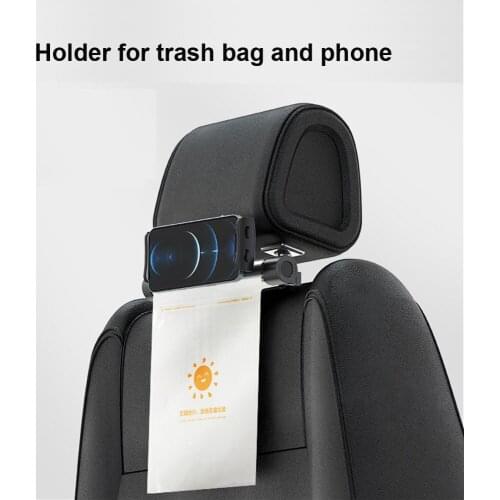 Phone Tablet and Trash Bag Holder for Ipad Samsung Universal Bracket Hang on the Back Seat or Back Bag Supporter Mobile with Bag