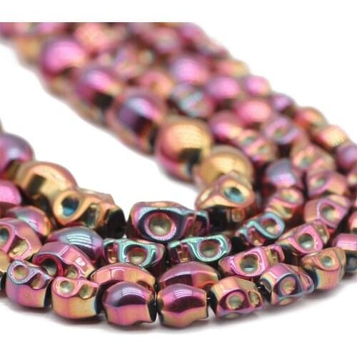 Skull Head Shape Rose Red Hematite Natural Stone Spacer Loose Beads For Jewelry Making DIY Bracelets Accessories 4x6/6x8/8x10MM