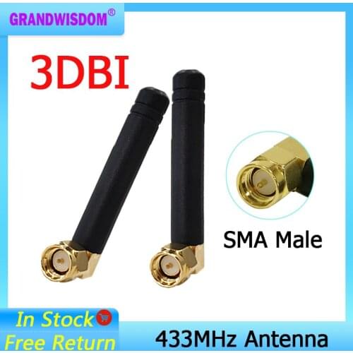 433MHz Antenna 2.5dbi SMA Male Connector 433 MHz antena Small size elbow rubber antenne Wireless Receiver for Lorawan