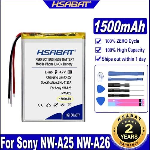 HSABAT NW-A25 1500mAh Battery for Sony NW-A25 NW-A26 NW-A27 MP3 Accumulator Batteries