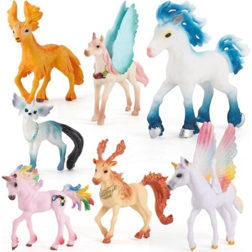 Colorful Simulation Animal Deer Sheep Model Flying Horse Figure Kids Educational Toys Figurine