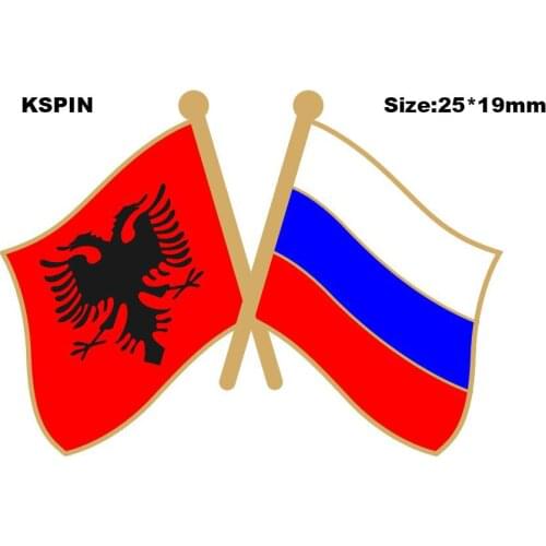 Albania & Russia Friendship Flag Lapel Pin Friendship Flag Badge Flag pin