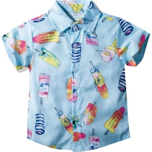Hot Sale Kids Shirts Summer Boys Fashion Cartoon Print Shirts Boys Cotton Comfortable Short Sleeve Shirts Childrens Clothing