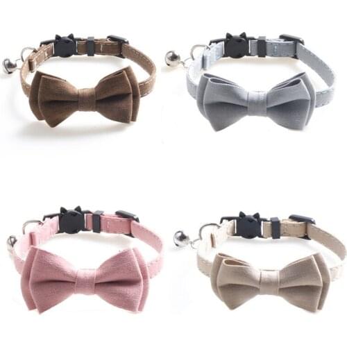 Bowknot Small Cat Collars Japanese Cat Collar Pet Collar Puppy Dog Collar Cute Small Dog Collar with Bells