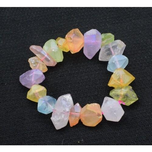 Multicolor quartz blurry baroque faceted 13*18mm bracelet 7.5inch wholesale beads nature FPPJ gemstone