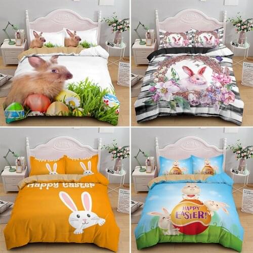 Cartoon Easter Rabbit With Egg 3D Lovely Bedding Set Duvet Cover Sets Twin Full Queen King Size Bedclothes For Kids Adult Gifts